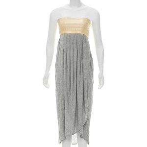 Elizabeth & James Strapless Knit Maxi Draped Dress Ivory Bodice Sundress Grey S